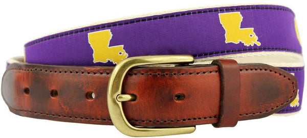 State Traditions LA Baton Rouge Gameday Leather Tab Belt in Purple ...