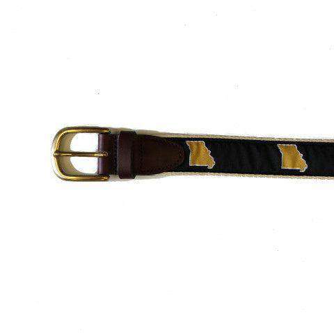 State Traditions MO Columbia Leather Tab Belt in Black Ribbon with ...