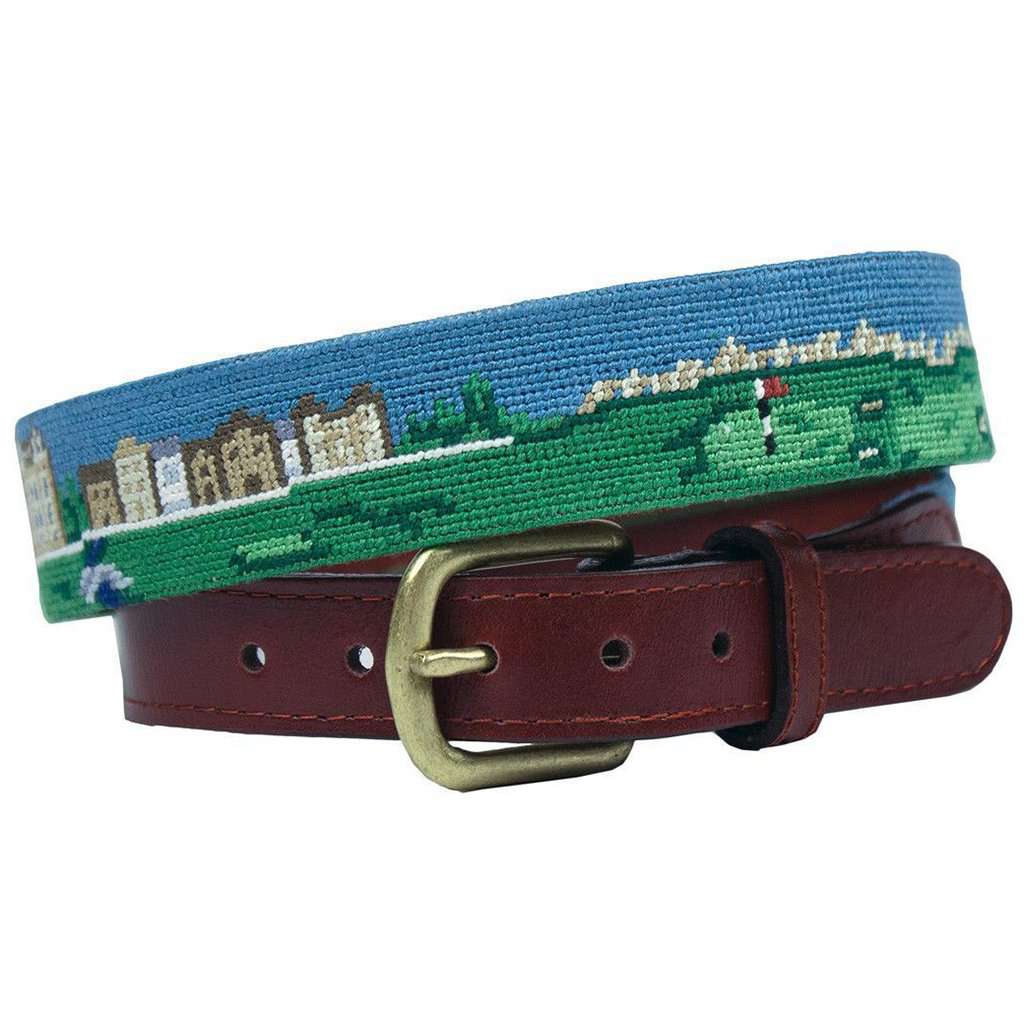 Smathers and Branson Old Course Scene Needlepoint Belt in Multi