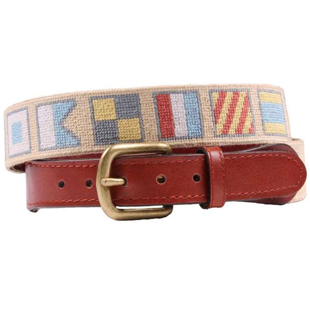 Smathers and Branson Salty Dog Needlepoint Belt in Butter