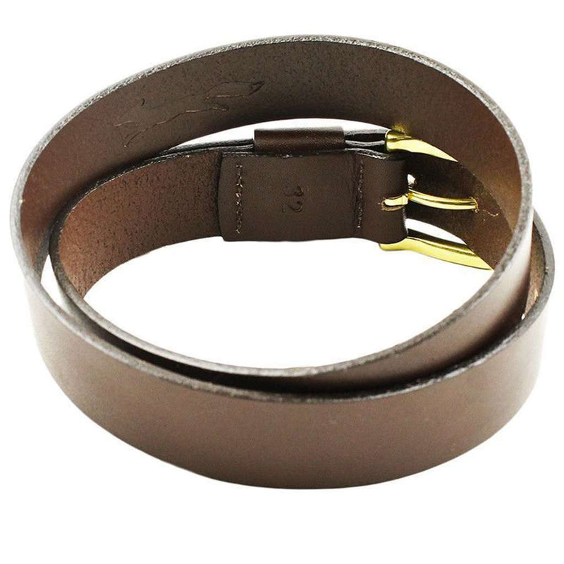 Country Club Prep Shotgun Shell Leather Belt in Brown