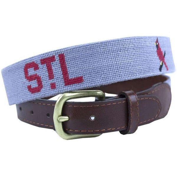 Smathers and Branson St. Louis Cardinals Cooperstown Needlepoint Belt in Grey