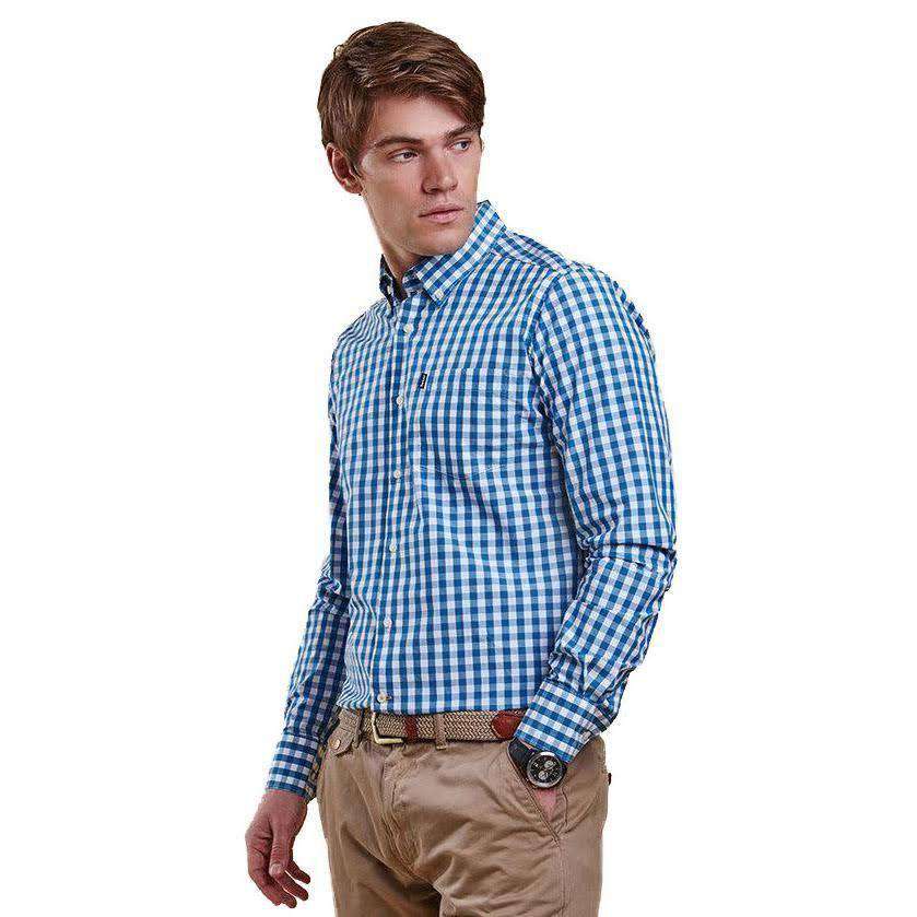 Barbour Auton Tailored Fit Button Down in Aqua – Country Club Prep