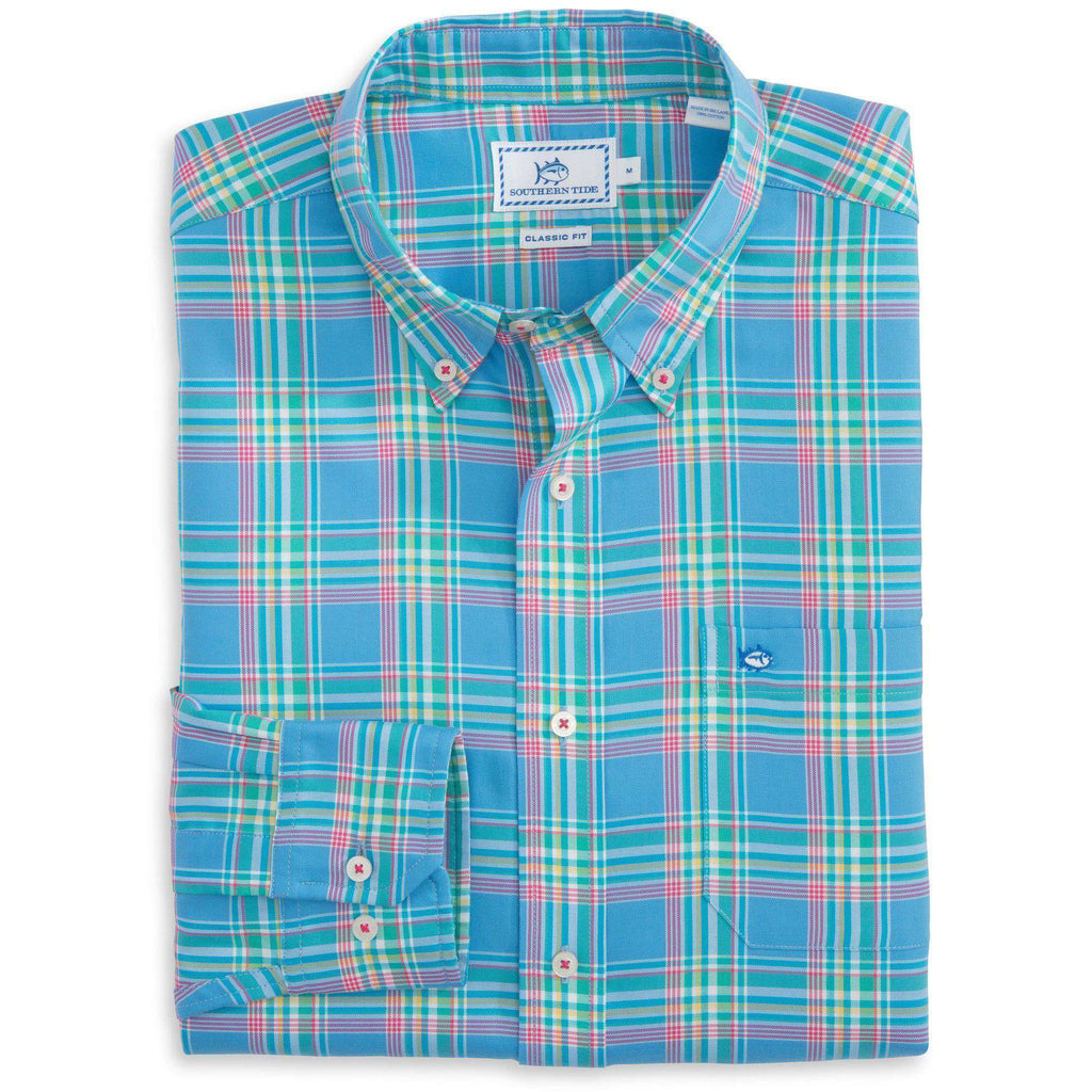 Southern Tide Beaufain Plaid Sport Shirt in Boat Blue – Country Club Prep