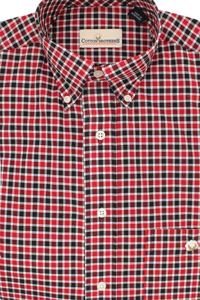 Cotton Brothers Button Down in Red Black Plaid