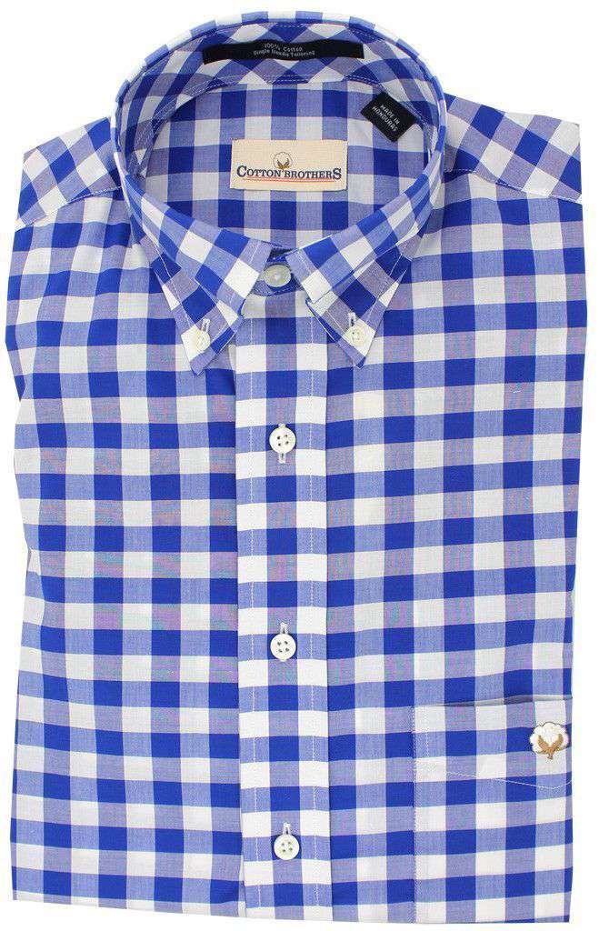 Cotton Brothers Button Down in Royal Blue Gingham