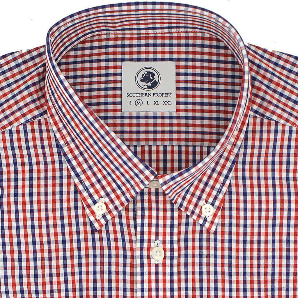 Southern Proper Goal Line Shirt in Navy & Red Check