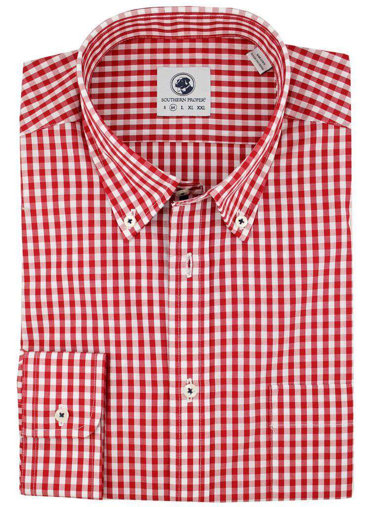 Southern Proper Goal Line Shirt in Red Gingham – Country Club Prep