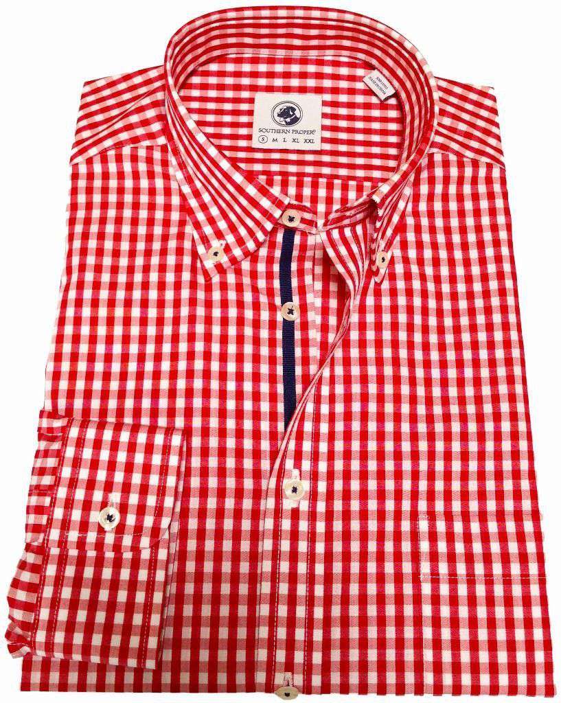 Southern Proper Goal Line Shirt in Red Gingham – Country Club Prep