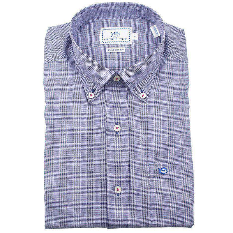 Southern Tide Moultrie Plaid Sport Shirt in Yacht Blue