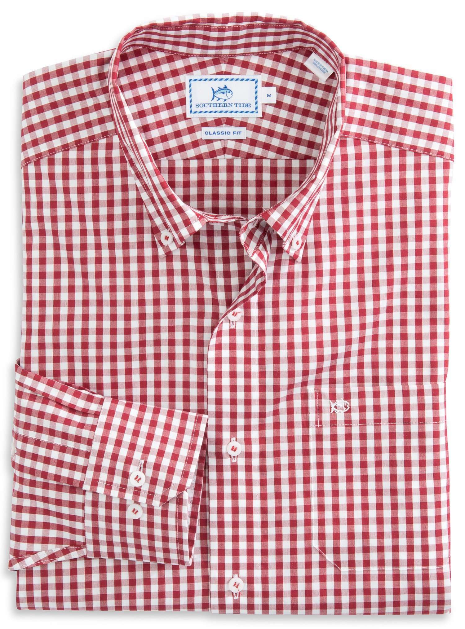 Southern Tide Team Colors Gingham Sport Shirt in Crimson – Country Club ...