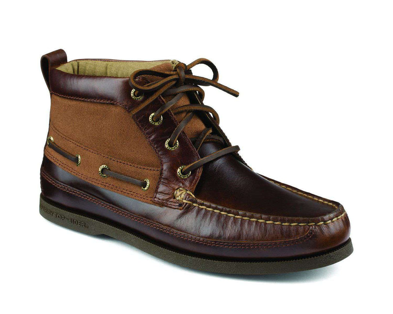 Sperry Authentic Original Chukka Duck Cloth Boot in Dark Tan and Brown