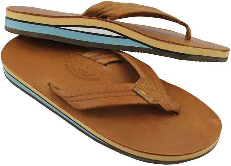 Sandals Leather Double Layer Arch Sandal Tan with Blue