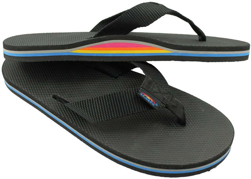 gray rainbow flip flops