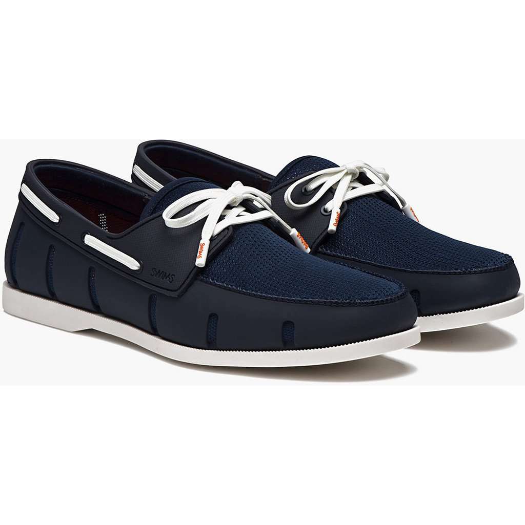 SWIMS Water Resistant Boat Loafer in Navy and White – Country Club Prep