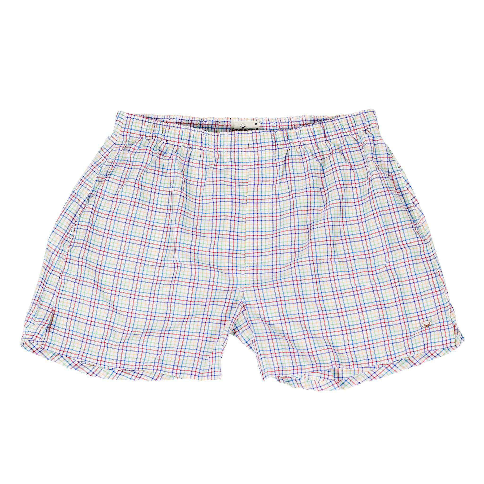 Cotton Brothers Boxer Twin Set in Blue and White Multi Check
