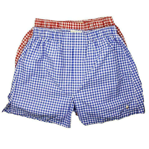Cotton Brothers Boxer Twin Set in Royal and Crimson Check