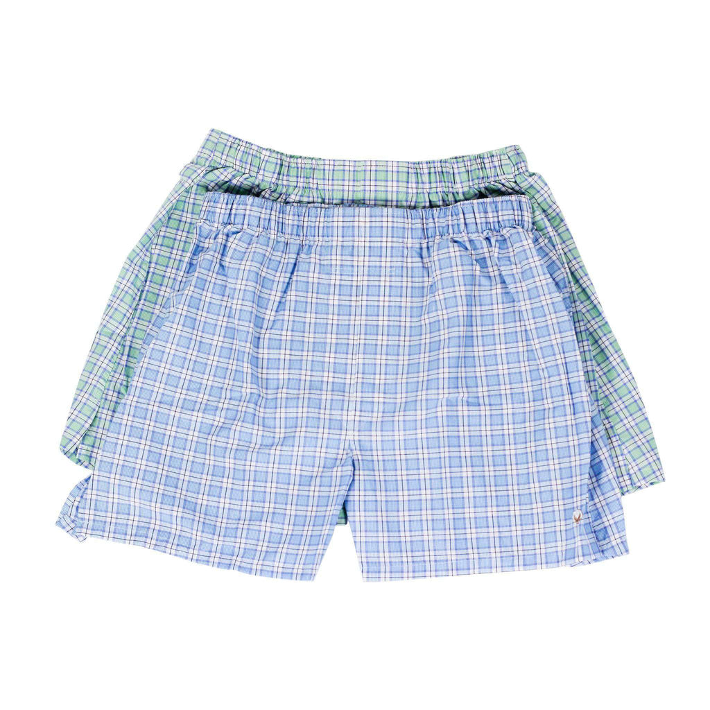Cotton Brothers Boxer Twin Set in Seafoam and Aqua Check – Country Club ...