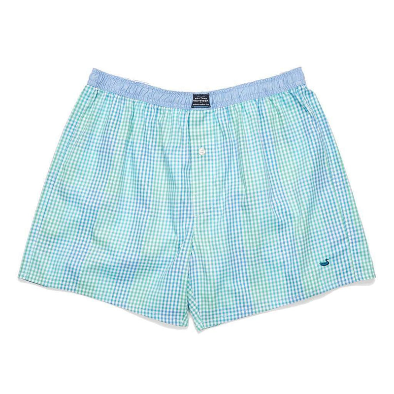 Hanover Gingham Boxers in Antigua Blue & Teal by Southern Marsh ...