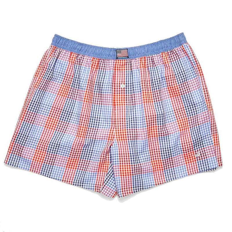Hanover Gingham Boxers in Navy & Red by Southern Marsh – Country Club Prep