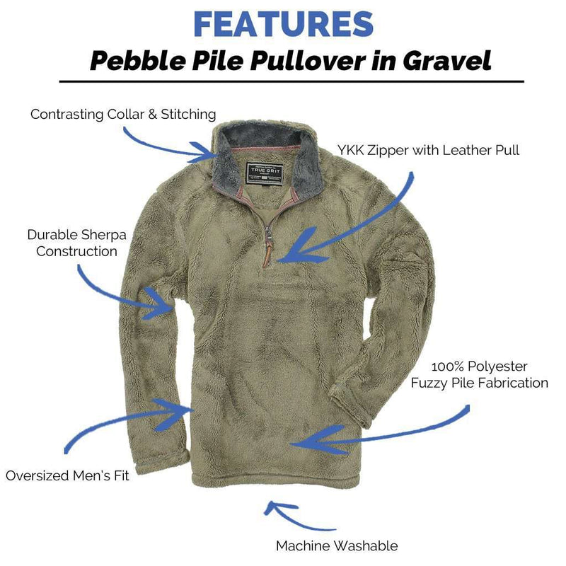 True Grit Pebble Pile Pullover 1/2 Zip in Gravel – Country Club Prep