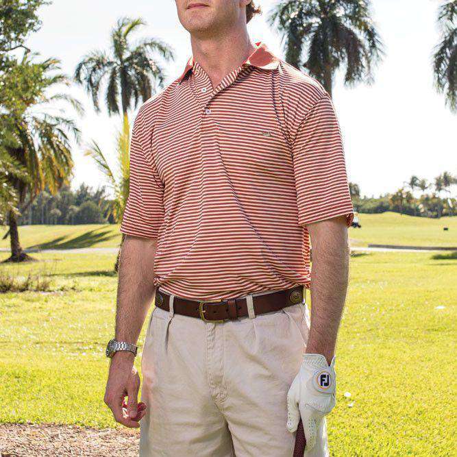 Southern Marsh Bermuda Performance Polo in Burnt Orange and White ...