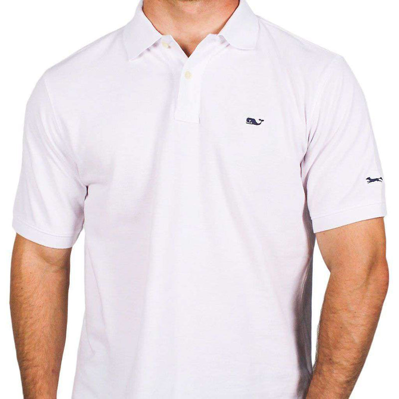 Vineyard Vines Classic Pique Polo in White, Featuring Longshanks the Fox