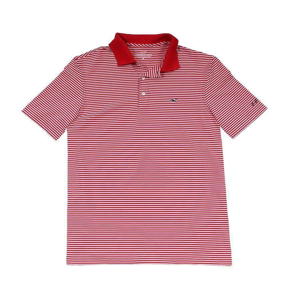 Vineyard Vines Custom Porter Stripe Performance Polo in Lighthouse Red ...