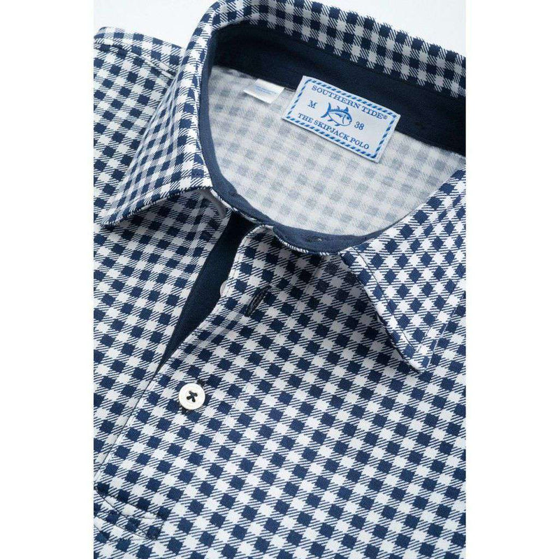 Southern Tide Gingham Skipjack Polo in True Navy