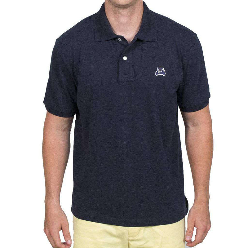 Country Club Prep Golf Cart Embroidered Polo in Navy