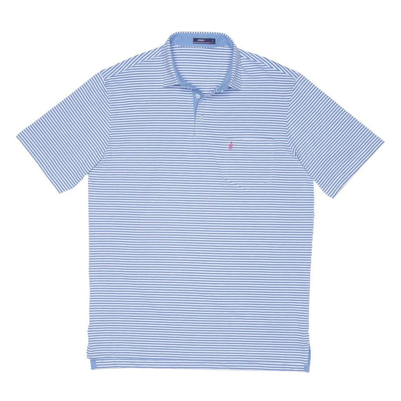 Johnnie-O Harper Striped 3-Button Polo in Laguna Blue