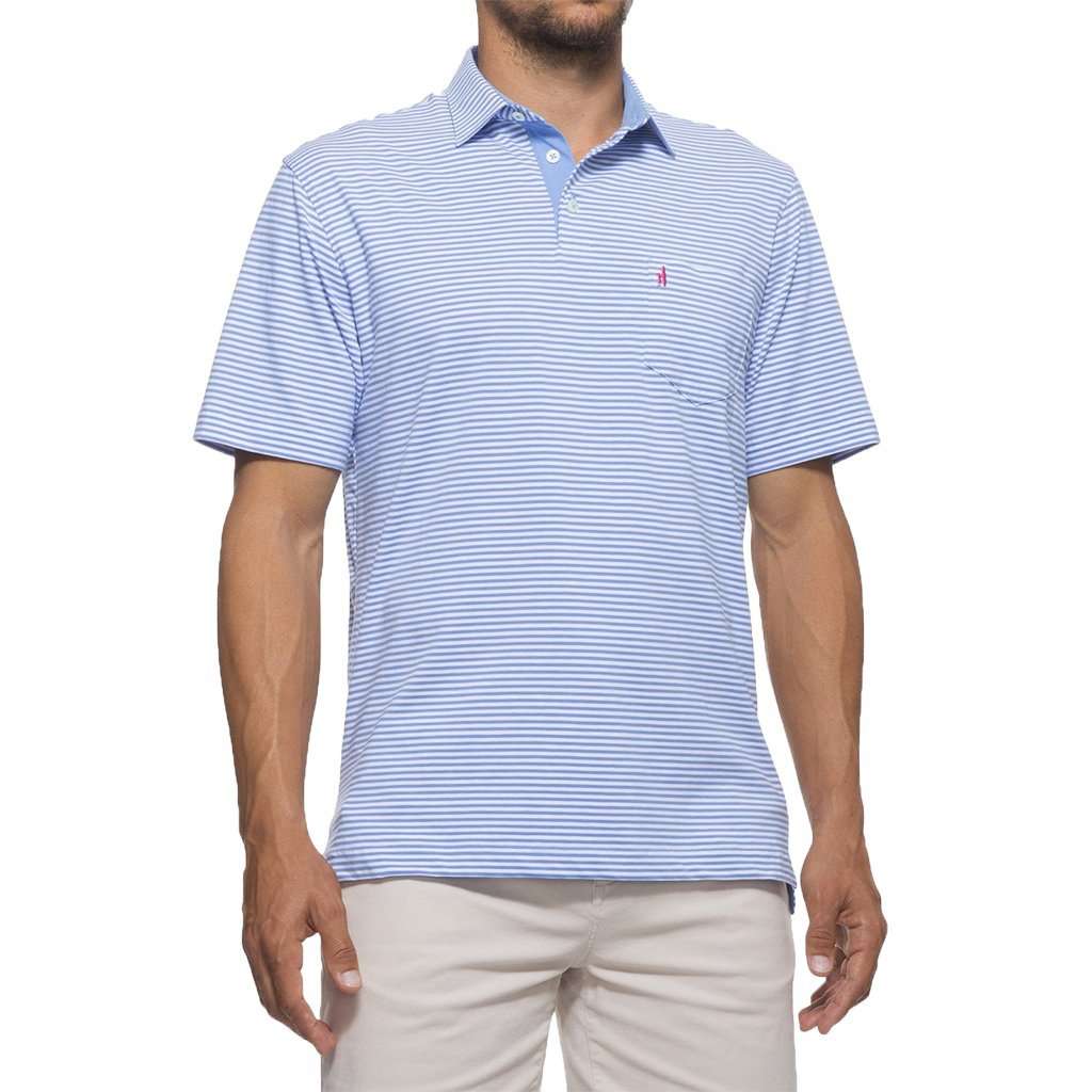 Johnnie-O Harper Striped 3-Button Polo in Laguna Blue