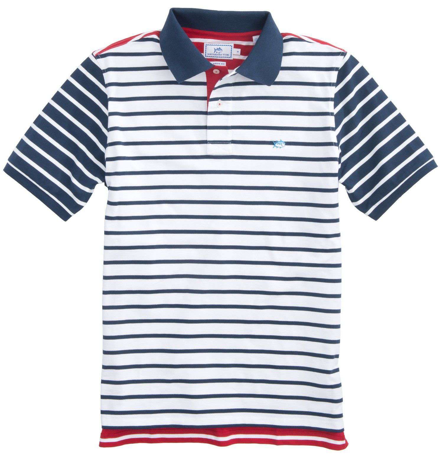 Southern Tide Independence Day Striped Polo in Red, White and Blue