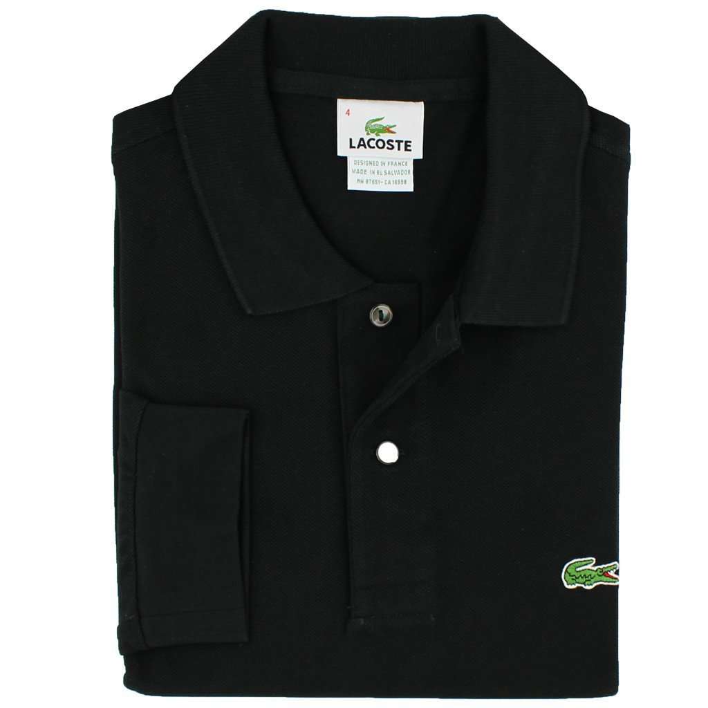 Lacoste Long Sleeve Classic Pique Polo in Black – Country Club Prep
