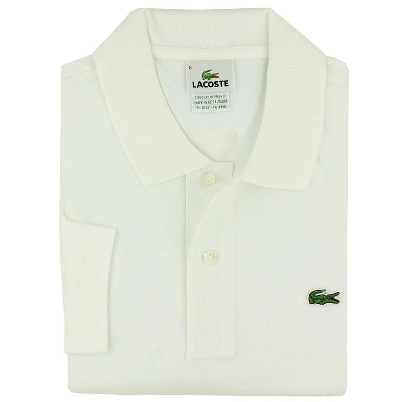 Lacoste Long Sleeve Classic Pique Polo in White – Country Club Prep