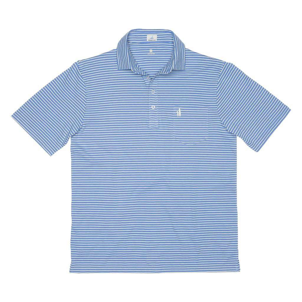 Johnnie-O Macon Striped 4-Button Polo in French Blue