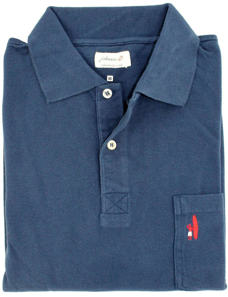 Johnnie-O The Long Sleeve Pique Polo in Navy Blue – Country Club Prep
