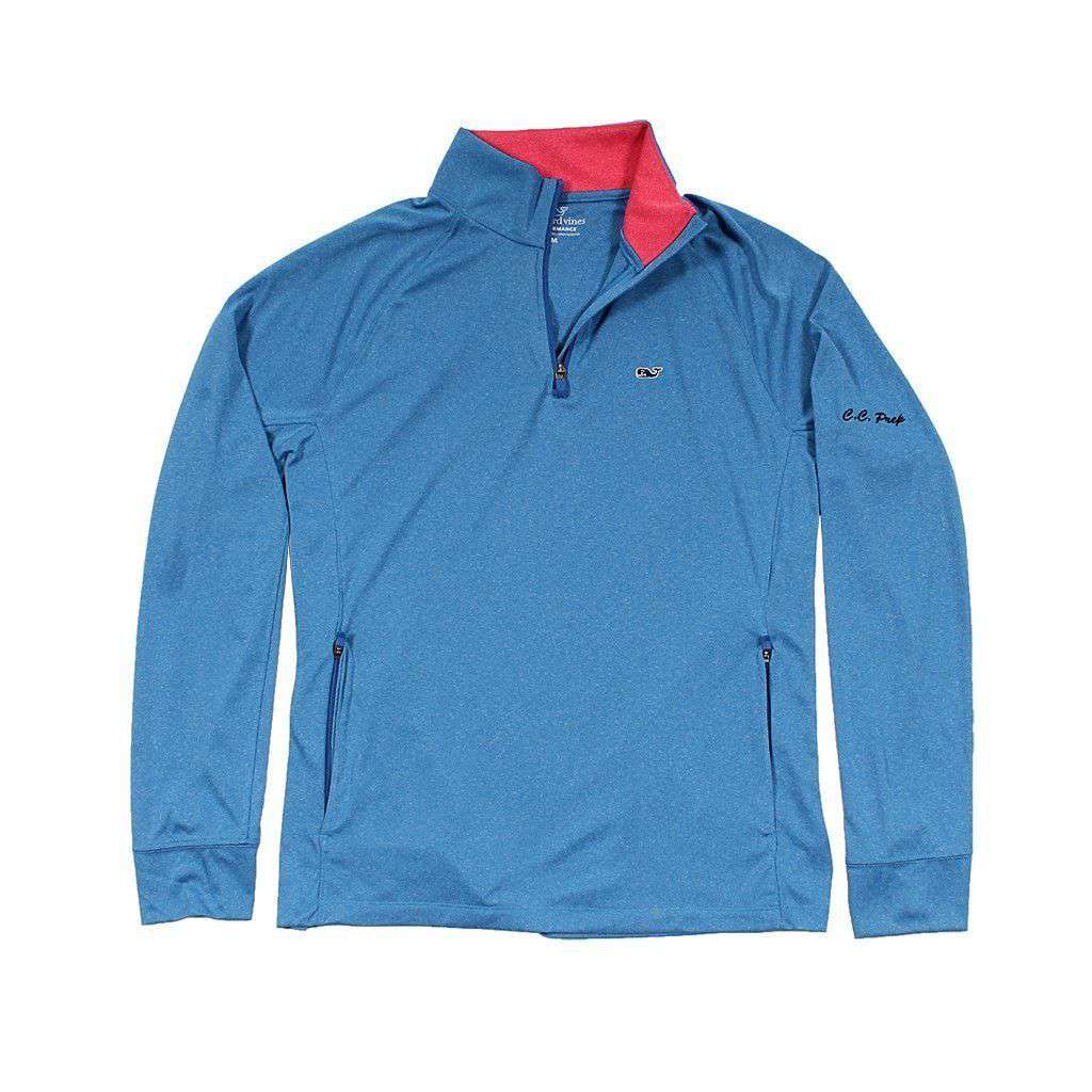 Vineyard Vines Custom Nine Mile Performance 1/4 Zip in Azure Blue