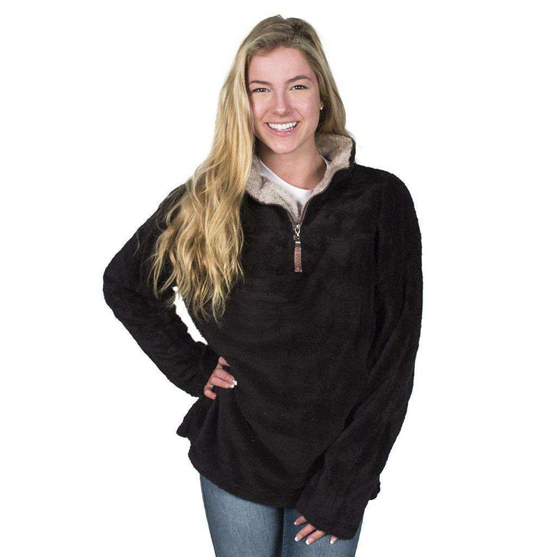 True Grit Double Plush 1/2 Zip Pullover in Black