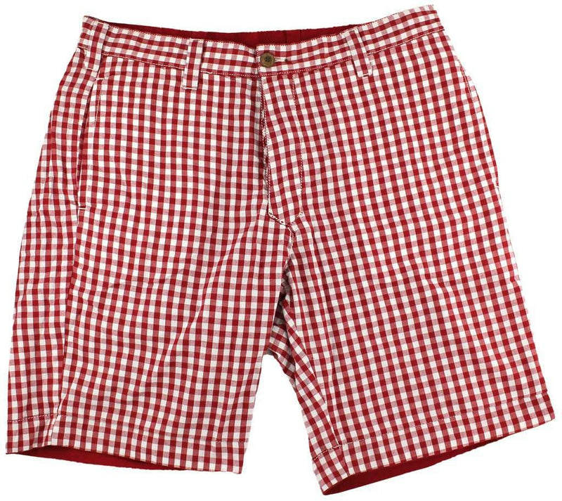 Olde School Brand Reversible Shorts in Crimson and White Gingham