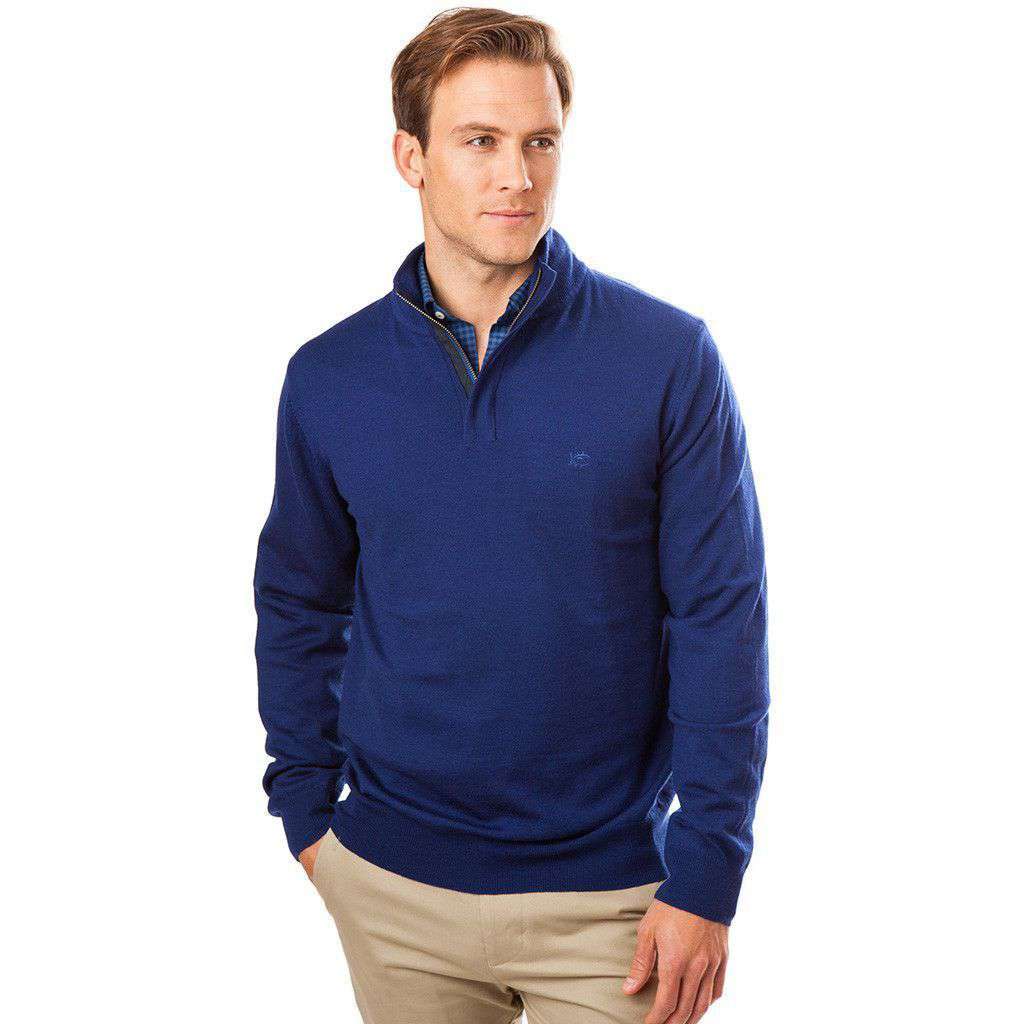 Southern Tide Captains 1/4 Zip Sweater in Blue Depths