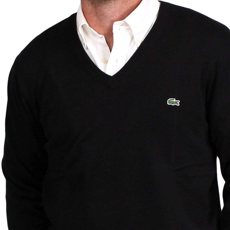 Lacoste V-Neck Sweater in Black