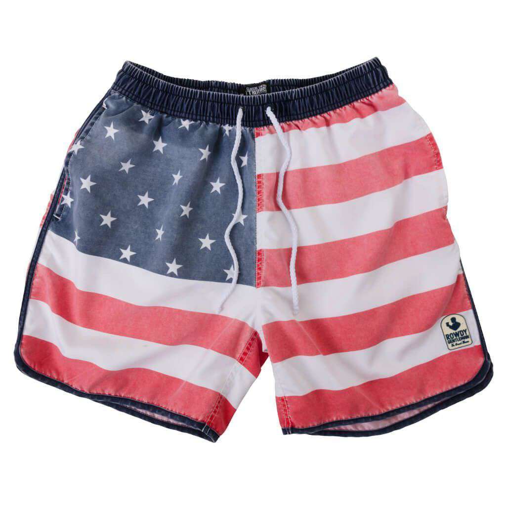 Rowdy Gentleman Faded American Flag Swim Trunks