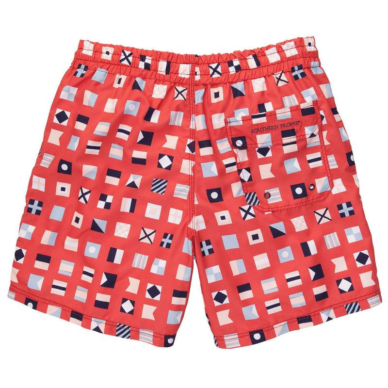 Southern Proper Flags Swim Trunks in Red – Country Club Prep