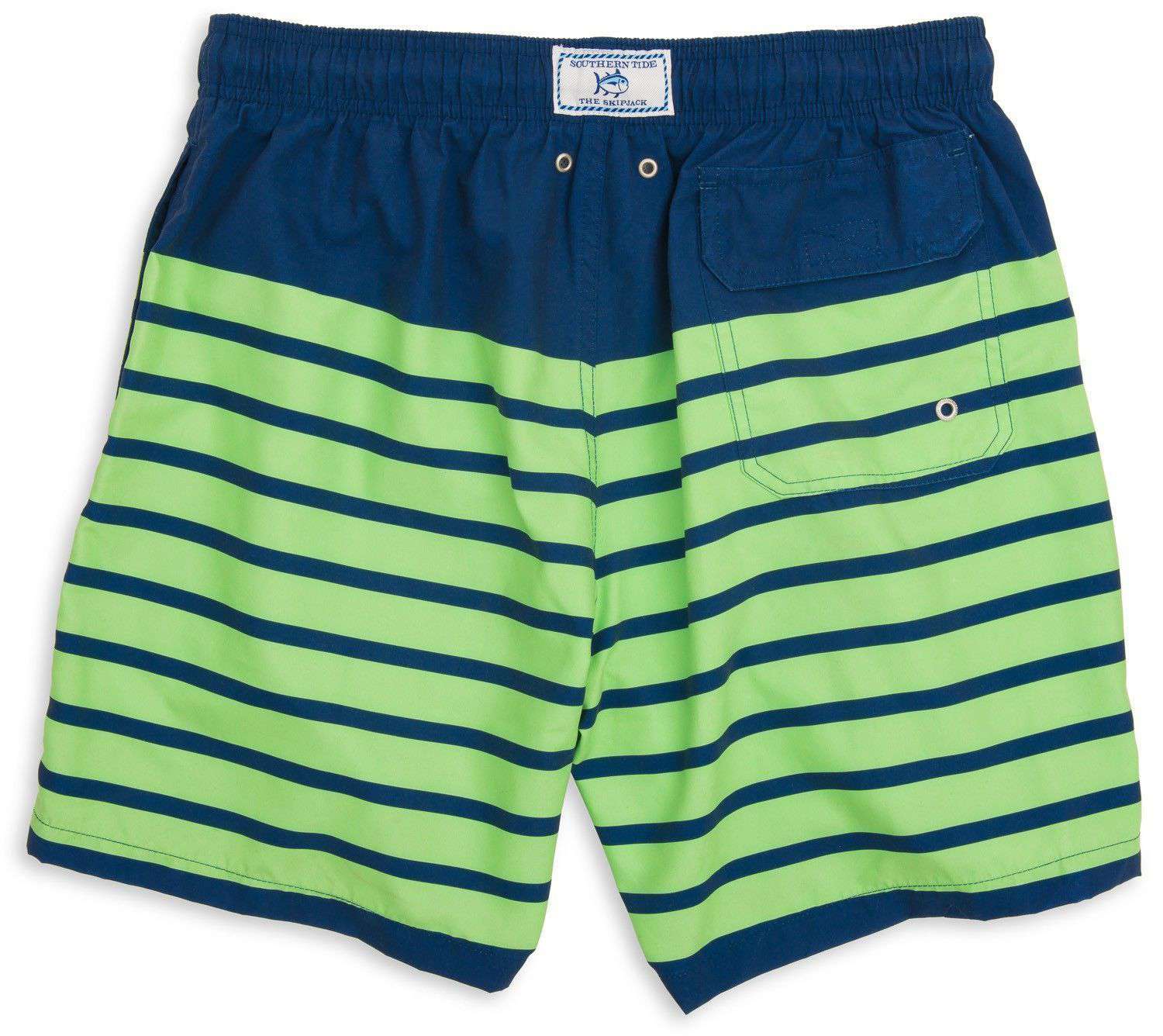 Southern Tide For Shore Stripe Swim Trunks in Yacht Blue/Island Green