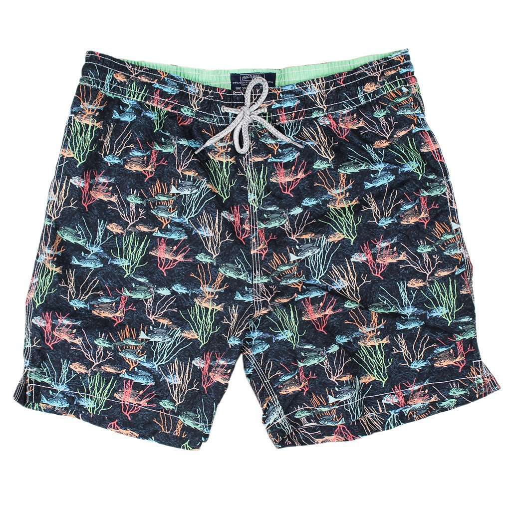 School of Fish Swim Trunks in Navy by Michael's