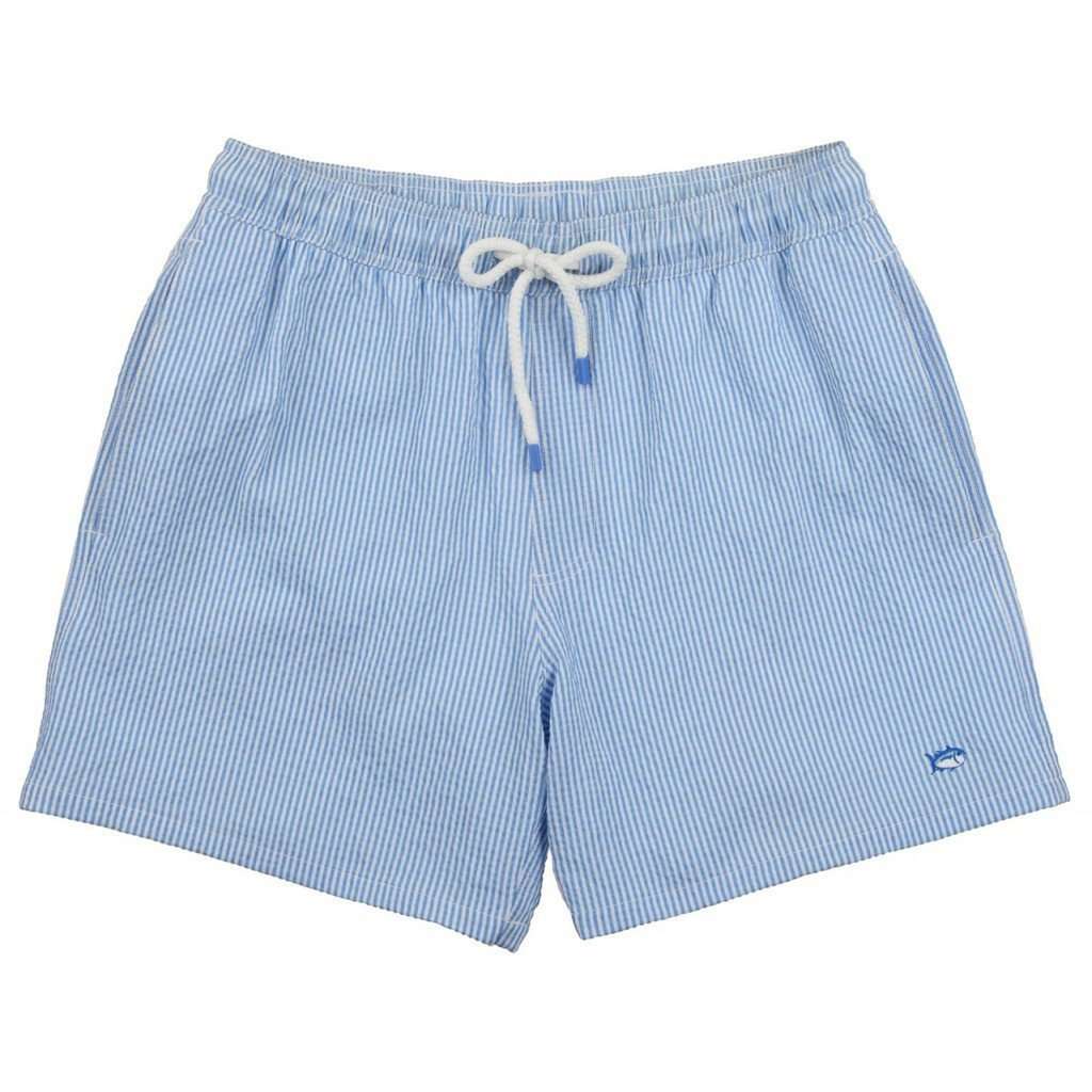 Southern Tide Seersucker Swim Trunks in Ocean Channel