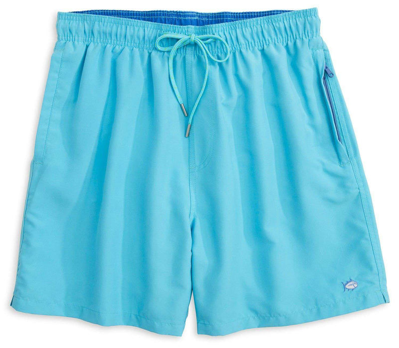 Southern Tide Solid Swim Trunks in Turquoise Blue