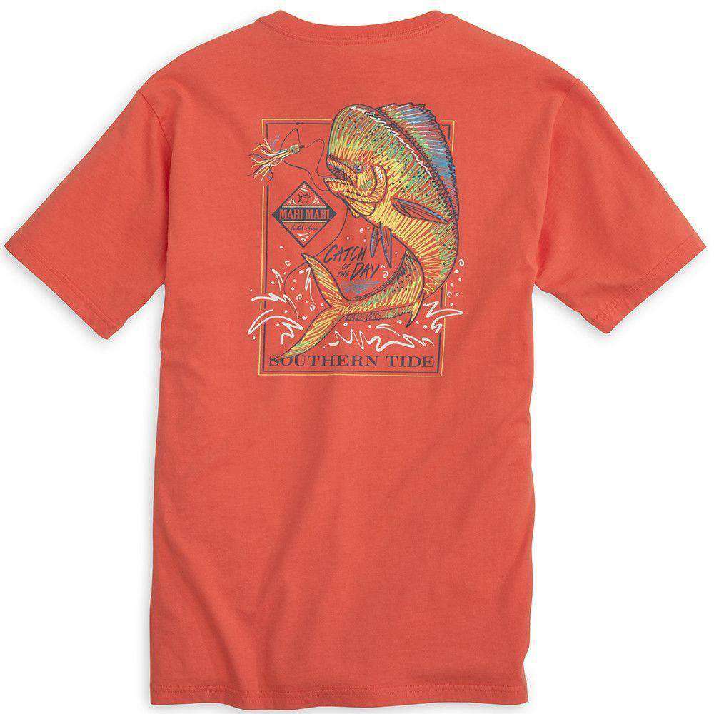 Southern Tide Catch of the Day (Mahi) Tee Shirt in Hot Coral