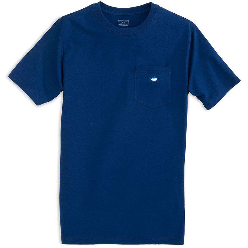 Southern Tide Embroidered Pocket Tee Shirt in Blue Depths